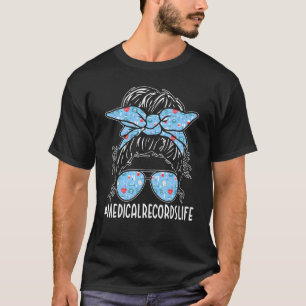医療記録ウィーク感謝の女性Messy Bun Tシャツ