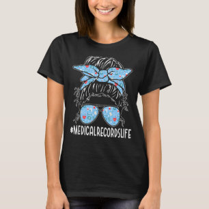 医療記録ウィーク感謝の女性Messy Bun Tシャツ