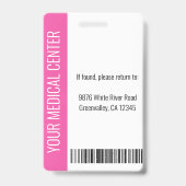 医療認定パーソナライズされた従業員ピンクID バッジ (Back)