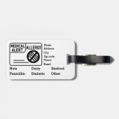 医療警告アレルギー緊急事態のパーソナライズ ラゲッジタグ (裏面横)