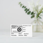 医療警告アレルギー緊急事態のパーソナライズ 名刺 (スタンド正面)