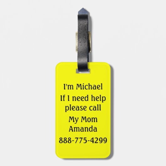 医療警告ライン非言語自閉症 ラゲッジタグ (裏面縦)