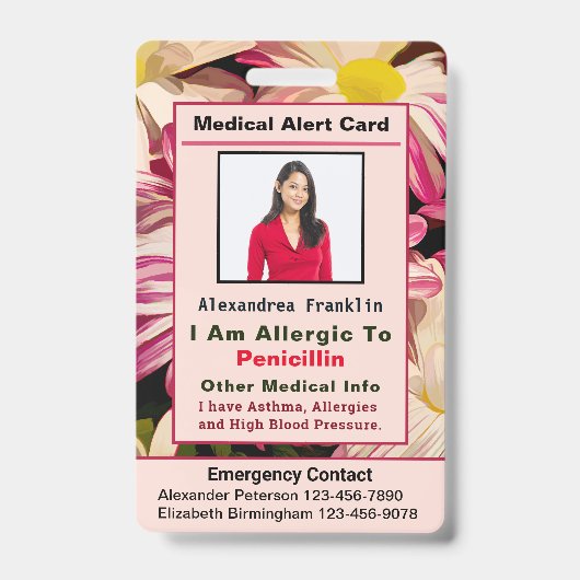 医療警報連絡緊急カスタムカードバッジ バッジ (正面)