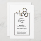医療 看護師 医師 聴診器 卒業パーティー 招待状 (正面/裏面)