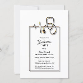 医療 看護師 医師 聴診器 卒業パーティー 招待状