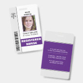 医療RN従業員カドゥセウス紫写真テンプレート バッジ (正面＆裏面)