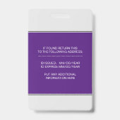 医療RN従業員カドゥセウス紫写真テンプレート バッジ (裏面)