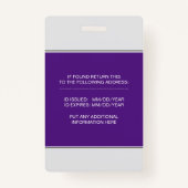 医療RN従業員カドゥセウス紫写真テンプレート バッジ (裏面)