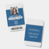 医療RN従業員クラシックブルー写真テンプレート バッジ (正面＆裏面)