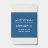 医療RN従業員クラシックブルー写真テンプレート バッジ (裏面)