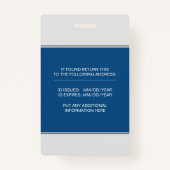 医療RN従業員クラシックブルー写真テンプレート バッジ (裏面)