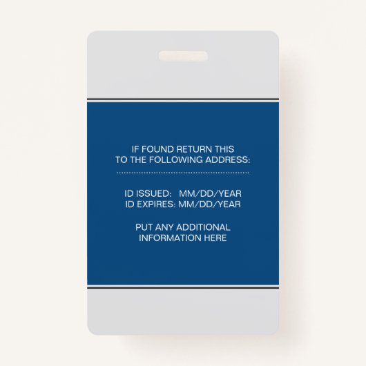 医療RN従業員クラシックブルー写真テンプレート バッジ (裏面)