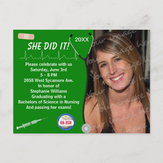 医看護学校卒業発表 案内ポストカード (正面)