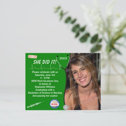 医看護学校卒業発表 案内ポストカード (スタンド正面)