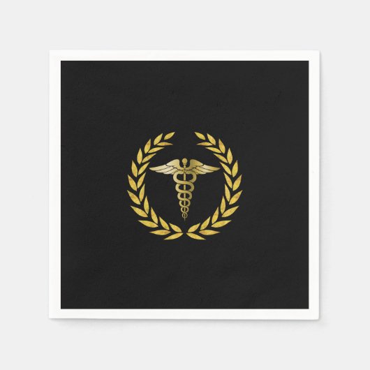 医看護学校王室の金ゴールド卒業 スタンダードカクテルナプキン (正面)