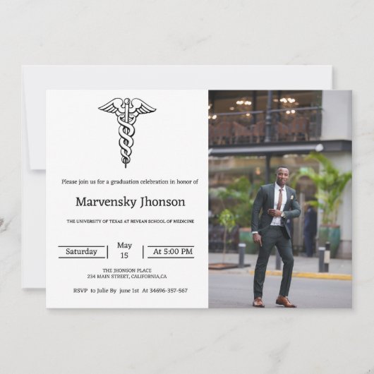 医科卒モダン業アナウンスメント写真学校 案内状 (正面)