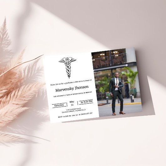 医科卒モダン業アナウンスメント写真学校 案内状