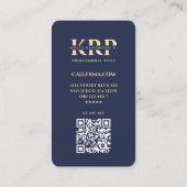 医科病院モダン薬局ダークブルー金ゴールド 名刺 (裏面)