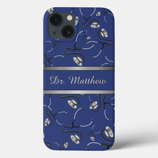 医科,ナース,医師をテーマにした聴診器,名前 Case-Mate iPhoneケース (裏面)