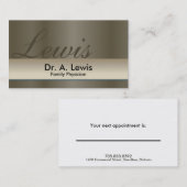 医者および医学の名刺の黒のモノグラム 予約カード (正面/裏面)