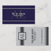 医者および医学の名刺-モノグラム 予約カード (正面/裏面)