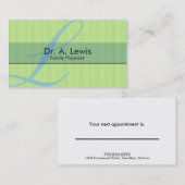 医者および医学の名刺-モノグラム 予約カード (正面/裏面)