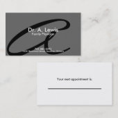 医者および医学の名刺-モノグラム 予約カード (正面/裏面)
