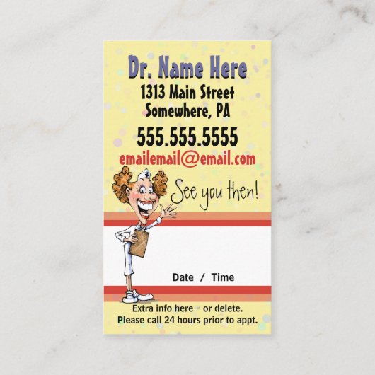 医者か医学のカスタムなアポイントメントのメモ 予約カード (裏面)