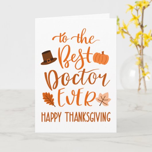 医者が最高のオレンジ色で感謝の日を カード (黄色い花)