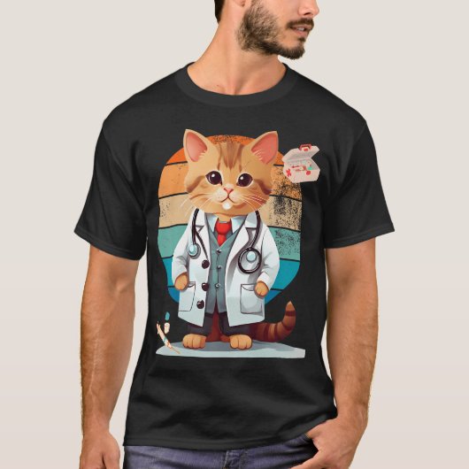 医者としての猫 Tシャツ (正面)