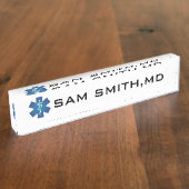 医者とナース。医療用カデュース。 デスクネームプレート (側面)