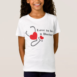 医者の聴診器のハートのTシャツがあることを愛して下さい Tシャツ