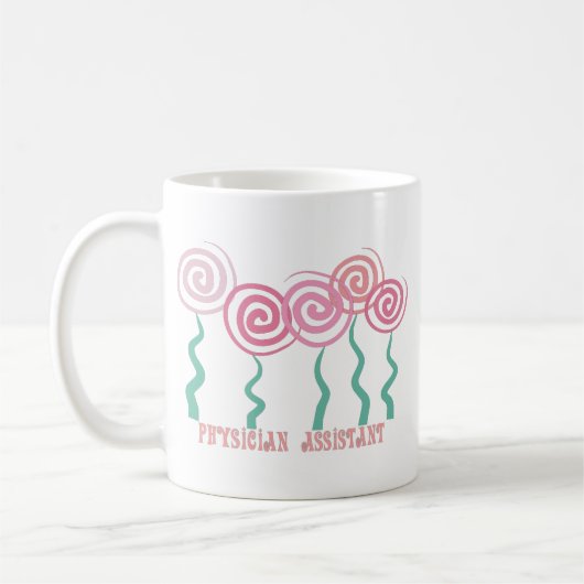 医者の補助お洒落な花のデザイン コーヒーマグカップ (左)