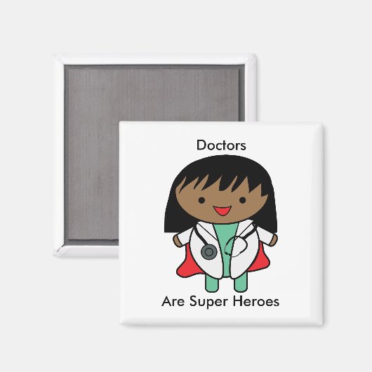 医者はすごい英雄黒人女性かわいい マグネット (正面/裏面)