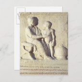 医者への訪問を描いたレリーフ、 浮き彫り ポストカード (正面/裏面)