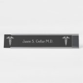 医者またはナースの銀 デスクネームプレート (正面)