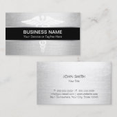 医者モダンの銀 名刺 (正面/裏面)