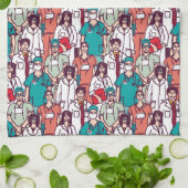 医者及び外科医パターン キッチンタオル (折り畳み)