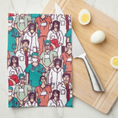 医者及び外科医パターン キッチンタオル (四つ折り)