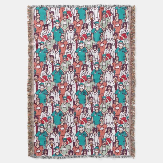 医者及び外科医パターン スローブランケット (正面縦)