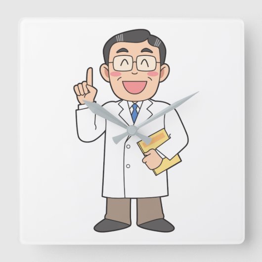 医者 スクエア壁時計 (正面)