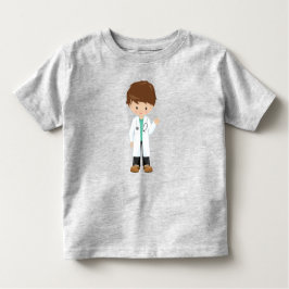 医者、検査着、医療、かわいい少年、茶色の髪 トドラーTシャツ