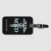 医者MDのケリュケイオンの記号の大理石のカスタム ラゲッジタグ (正面横)