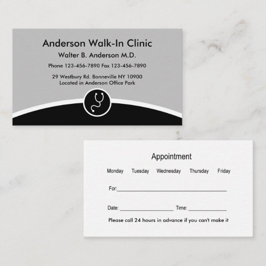 医院の医者歩行 名刺 (正面/裏面)