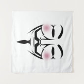 匿名マスクvendettaハッカーのサイバーインターネットハッカー タペストリー (正面(横))