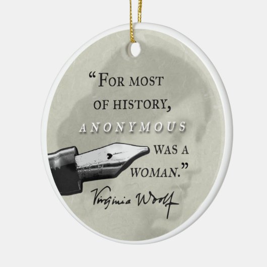 匿名女性の~のヴァージニアWoolfの引用文のcirclはでした セラミックオーナメント (左)