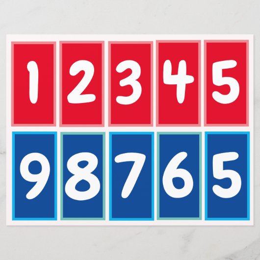 十のペアを練習するための1から9までの数字 (正面)