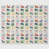 十カラフル二〔占星術の〕十二宮図シンボルや象徴誕生日 ラッピングペーパー (フラット)