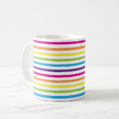 十カラフル代のストライプ贈り物に虹の文字 コーヒーマグカップ (正面左)