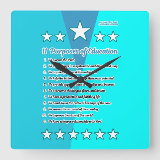 十一教育の目的 スクエア壁時計 (正面)